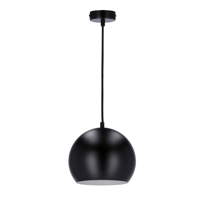 Lampa wisząca czarna E27 metal / drewno Flen Ledea 50101263