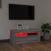 Szafka pod TV z oświetleniem LED, szary dąb sonoma, 90x35x40 cm vidaXL