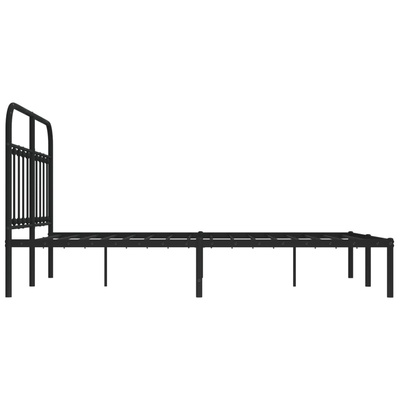 vidaXL Metalowa rama łóżka z wezgłowiem czarna, 140x200 cm