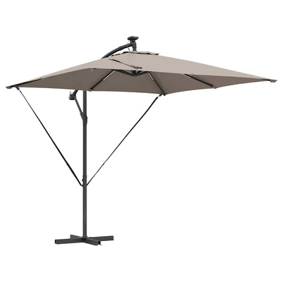 Parasol plażowy z paskami LED Ciemnoszary 249 x 249 x 250 cm