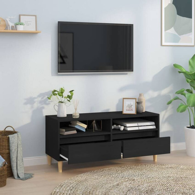 vidaXL Szafka pod TV, czarna, 100x34,5x44,5cm, materiał drewnopochodny