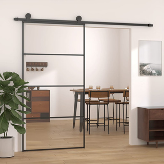 vidaXL Drzwi przesuwne, aluminium i szkło ESG, 102,5x205 cm, czarne