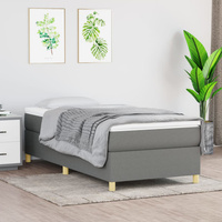 vidaXL Łóżko kontynentalne z materacem, ciemnoszara tkanina 100x200 cm model standard