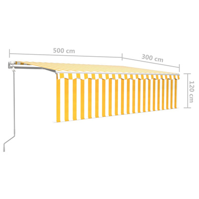 Automatycznie zwijana markiza, LED i czujnik wiatru, 5x3 m