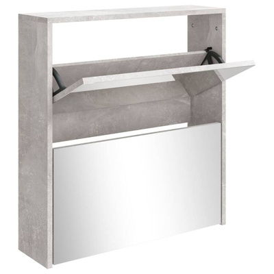 vidaXL Szafka na buty, lustro i 2 szuflady, szary beton, 63x17x67 cm