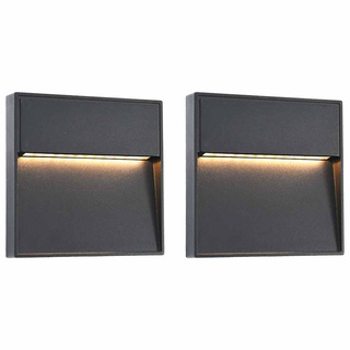 Lampy ścienne zewnętrzne LED, 2 szt., 3 W, czarne, kwadratowe