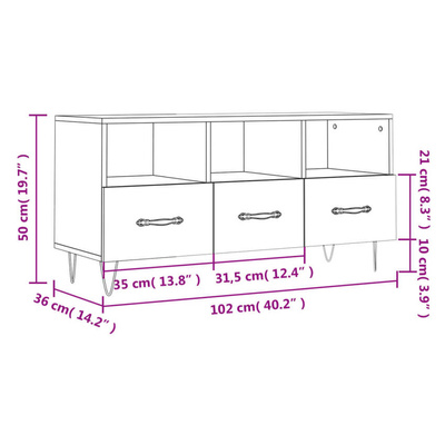 vidaXL Szafka pod TV, czarna, 102x36x50 cm, materiał drewnopochodny model standard