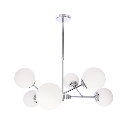 BELWEDER lampa wisząca chromowy 6x40W E14 klosz biały  36-39842