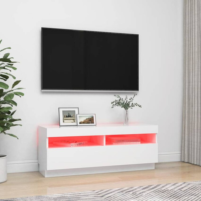 vidaXL Szafka pod TV z oświetleniem LED, biała, 100x35x40 cm