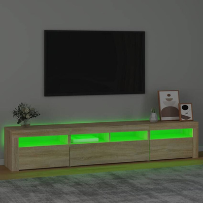 vidaXL Szafka pod TV z oświetleniem LED, dąb sonoma, 210x35x40 cm