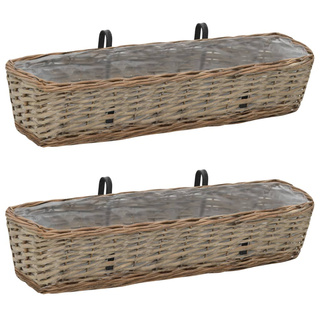 vidaXL Donice balkonowe, 2 szt., wiklina z wyściółką z PE, 80 cm