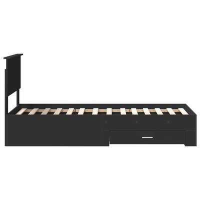 Ramka łóżka Czarny i Srebrny 75 x 190 cm Drewno inżynieryjne
