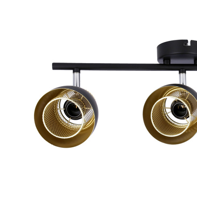 Aleksandria lampa sufitowa listwa 3x40w klosz czarny+złoty