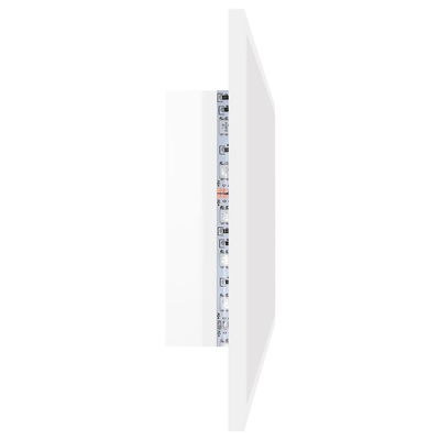 vidaXL Lustro łazienkowe LED, wysoki połysk, białe, 90x8,5x37cm, akryl