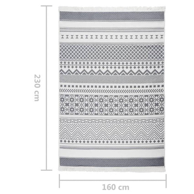 vidaXL Dywan, szaro-biały, 160x230 cm, bawełniany