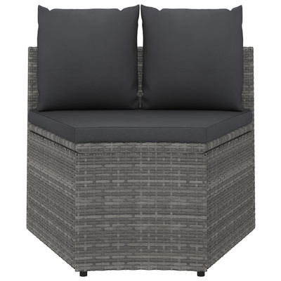 9-częściowa sofa do ogrodu, z poduszkami, polirattan, szara