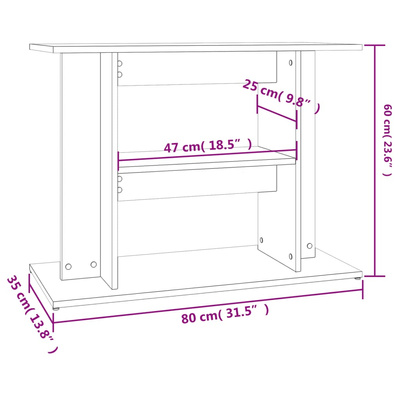 Szafka pod akwarium, biała, 80x35x60 cm