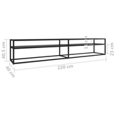 vidaXL Szafka pod TV, czarna, 220x40x40,5 cm, szkło hartowane