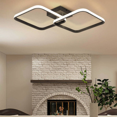 Lampa Dekoracyjna 2 kwadraty 42W Czarna + Pilot DL-B01