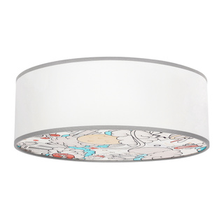KIDDY lampa sufitowa 38 cm biały 2x40W E27 abażur biały z szarą oblamówką