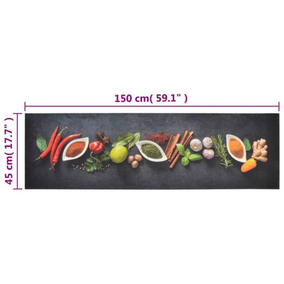 vidaXL Dywanik kuchenny, wzór w przyprawy, 45x150 cm, aksamit