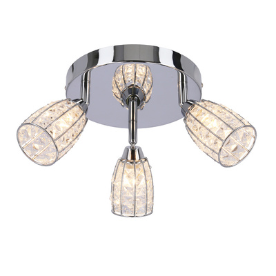 Shiba lampa sufitowa plafon chromowy 3x15w g9 klosz bezbarwny