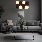 Lampa wisząca Szklana 4 kule Świetlne oraz 8 kul dzwiękochłonnych Szarych 4xG9 65cm Abruzzo Vino