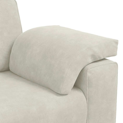 Sofa 3-osobowa, kremowa, 220x77x82 cm, aksamit
