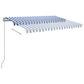 Ręcznie zwijana markiza z LED, 300 x 250 cm, niebiesko-biała vidaXL