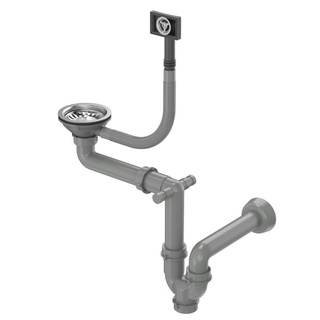 Odpływ zatyczkowy 3 1/2" z syfonem 1-komorowy stal (GRANIT/STAL-pionowy), save space, eco