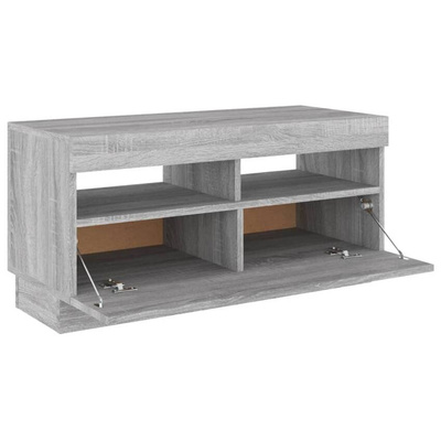 vidaXL Szafka pod TV z oświetleniem LED, szary dąb sonoma, 80x35x40 cm