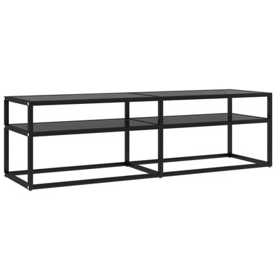 vidaXL Szafka pod TV, czarna, 140x40x40,5 cm, szkło hartowane