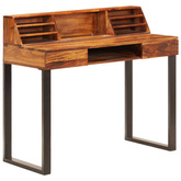 vidaXL Biurko, 110x55x94 cm, lite drewno sheesham i stal
