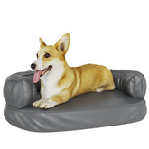 vidaXL Ergonomiczne legowisko dla psa, szare, 60x42 cm, sztuczna skóra