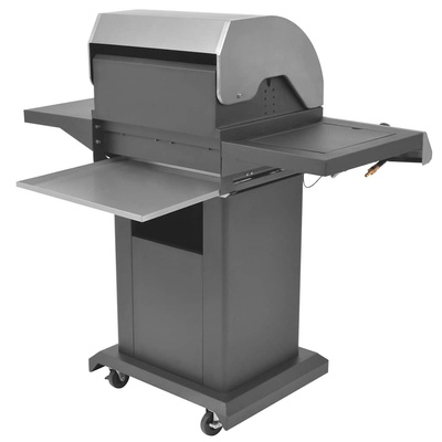 Grill gazowy z palnikiem z kołem Srebrny Stal z metalowym wężem