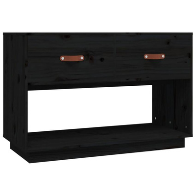 vidaXL Szafka pod TV, czarna, 90x40x60 cm, lite drewno sosnowe