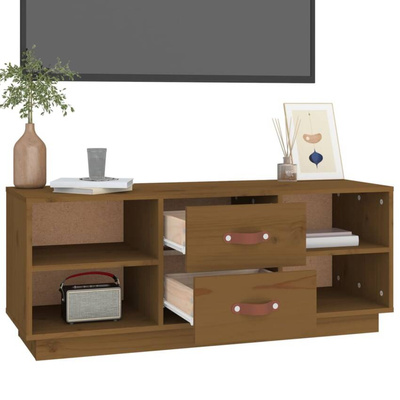 vidaXL Szafka pod TV, miodowy brąz, 100x34x40 cm, lite drewno sosnowe