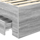 Ramka łóżka z szufladą Szary Sonoma i srebro 75 x 190 cm