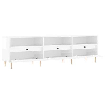 vidaXL Szafka pod TV, wysoki połysk, biała, 150x30x44,5 cm