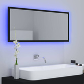 vidaXL Lustro łazienkowe z LED, czarne, 100x8,5x37 cm, akryl