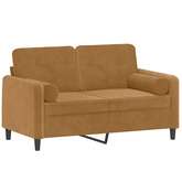 2-osobowa sofa z poduszkami, brązowa, 120 cm, aksamit