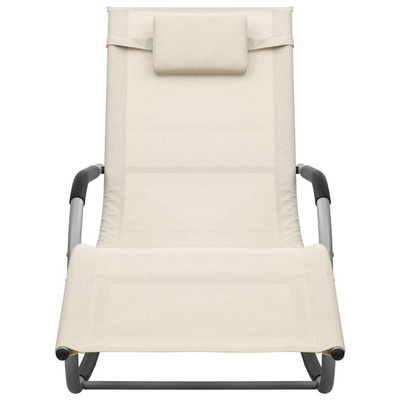 vidaXL Leżaki, tworzywo textilene, 2 szt., kremowo-szare