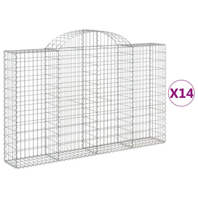 Kosze gabionowe, 14 szt, 200x30x120/140cm, galwanizowane żelazo