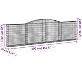 Kosze gabionowe, 3 szt, 400x30x100/120 cm, galwanizowane żelazo