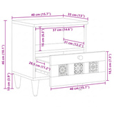 Szafka Nocna Naturalny 40 x 33 x 46 cm Drewno z mango