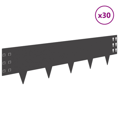 Krawężnik do trawnika 30 szt. 100 x 25 cm Stal Czarny