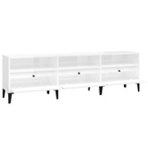 vidaXL Szafka pod TV, wysoki połysk, biała, 150x30x44,5 cm