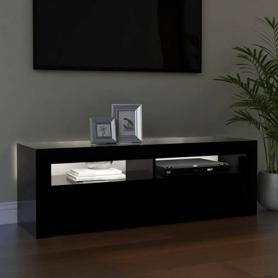 vidaXL Szafka pod TV z oświetleniem LED, czarna, 120x35x40 cm