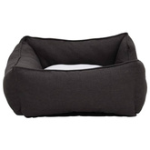 vidaXL Legowisko dla psa, ciemnoszaro-białe, 85,5x70x23 cm, wygląd lnu