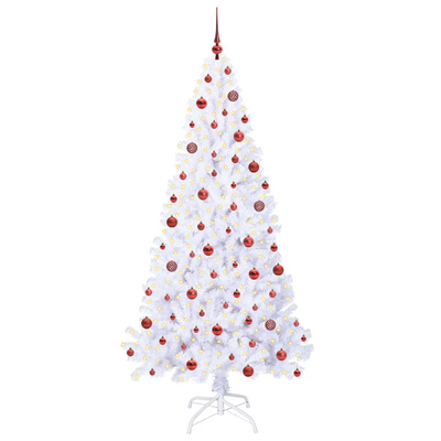 Sztuczna choinka z 300 diodami LED Biały 210 cm PVC i stal